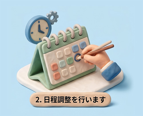 2. 日程調整を行います